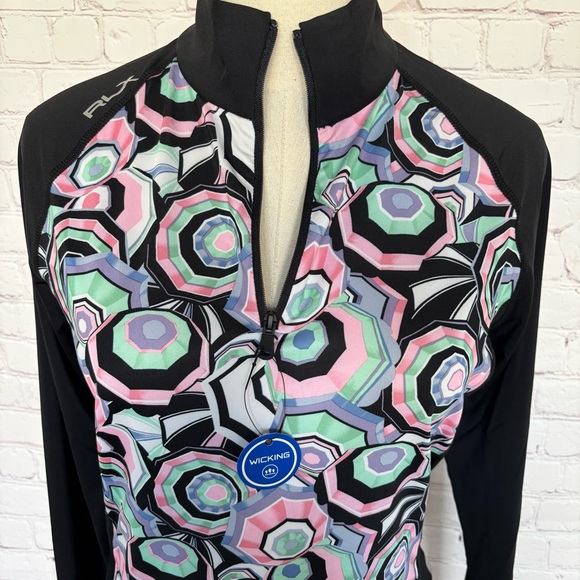 RLX Ralph Lauren Long Sleeve Black Printed Golf/Tennis Polo Performance Shirt--S - Picture 3 of 16